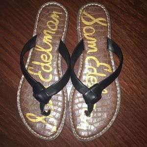 Sam Edelman Black Leather Thong Sandals